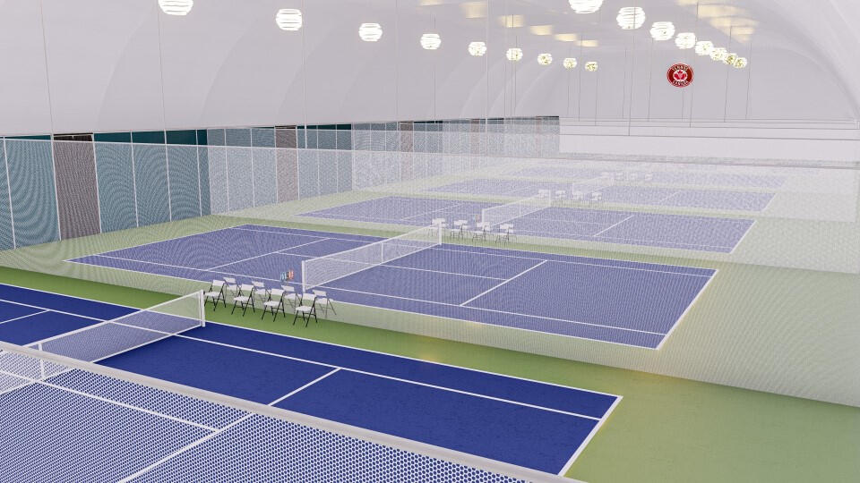 5 terrains de tennis 4 terrains de pickleball